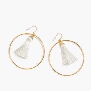 J.Crew White Fringe Gold Earrings